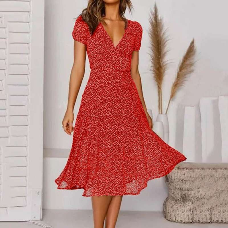 Ernestina | Elegantes, schmeichelhaftes V-Ausschnitt-Kleid