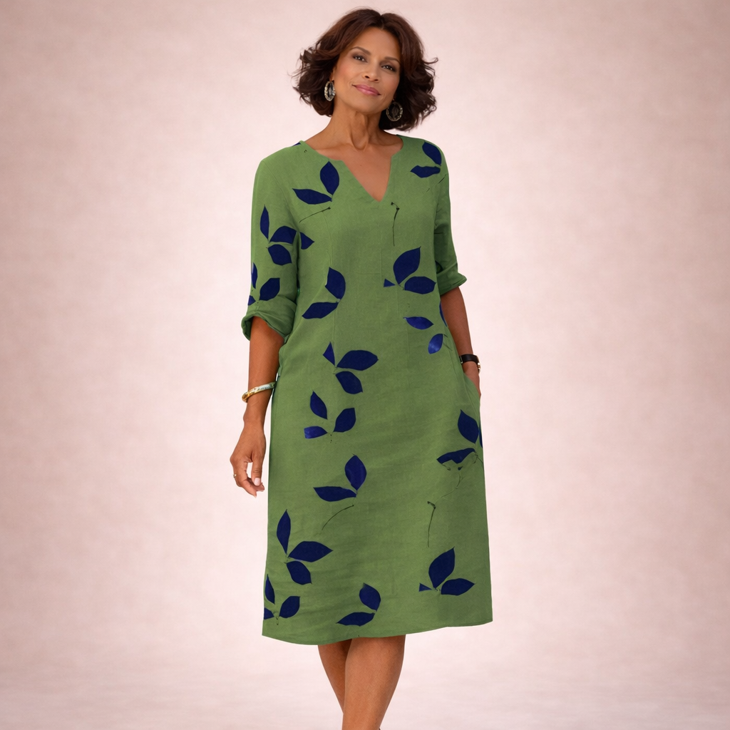 Alessia | Elegant Vintage Summer Dress with V-Neck