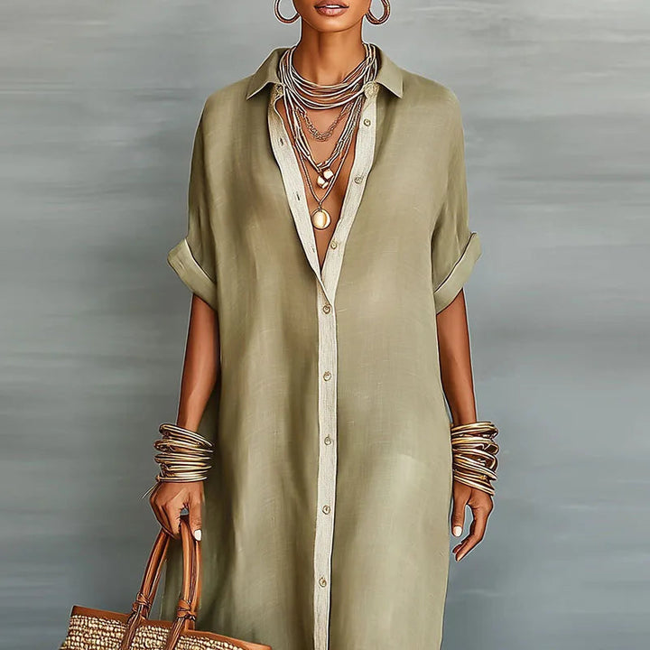 Alverra | Elegant Button-Down Maxi Shirt Dress