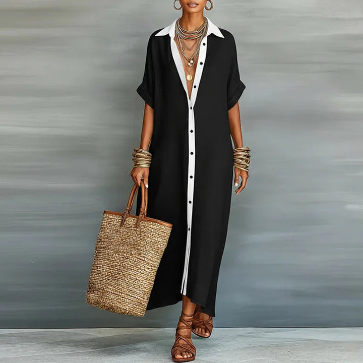 Alverra | Elegant Button-Down Maxi Shirt Dress