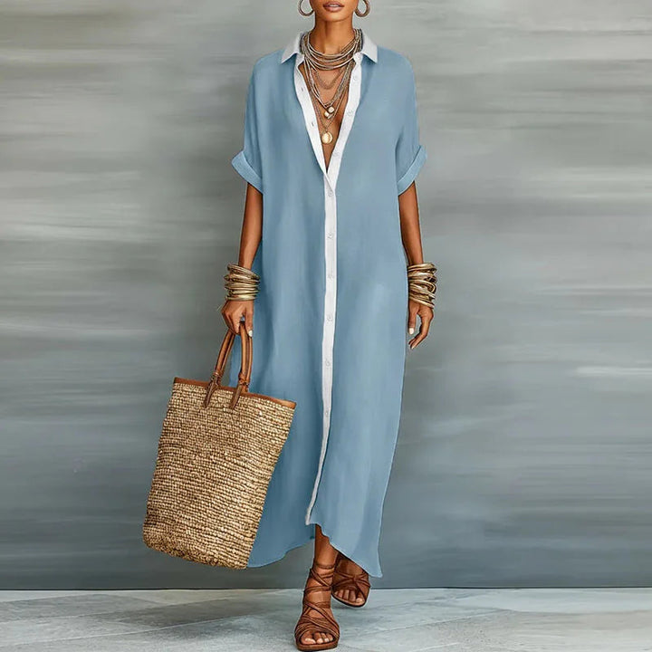 Alverra | Elegant Button-Down Maxi Shirt Dress