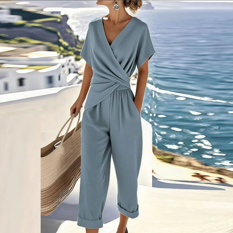 Sophie | Wrap Top and Cropped Pants Two Piece Set