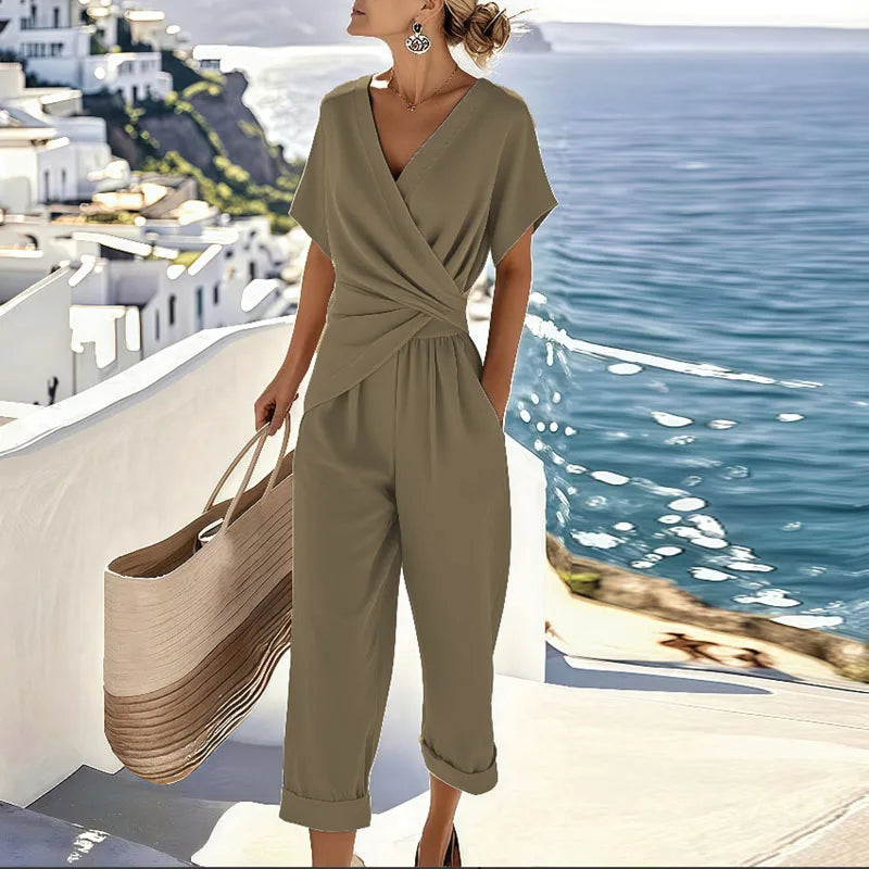 Sophie | Wrap Top and Cropped Pants Two Piece Set