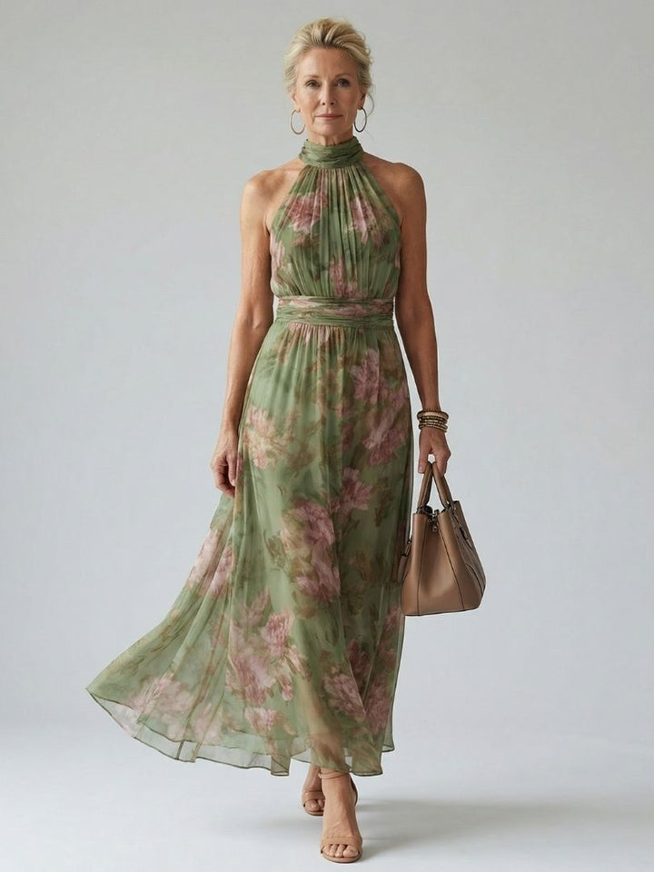 Emma | Enchanting And Elegant Floral Halter Dress