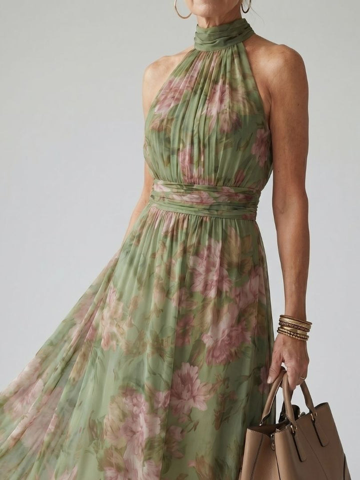 Emma | Enchanting And Elegant Floral Halter Dress