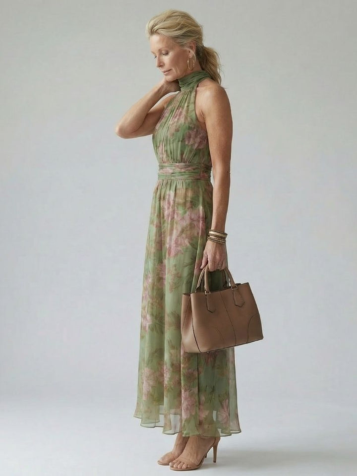 Emma | Enchanting And Elegant Floral Halter Dress