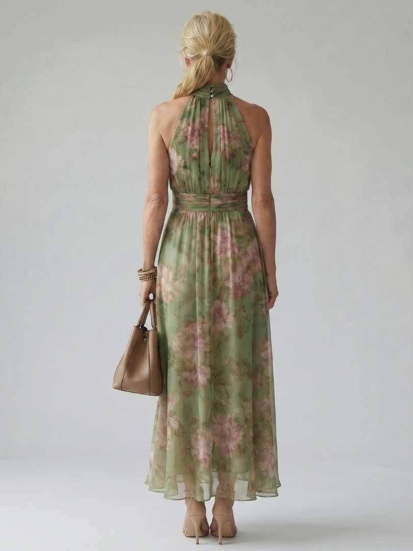 Emma | Enchanting And Elegant Floral Halter Dress