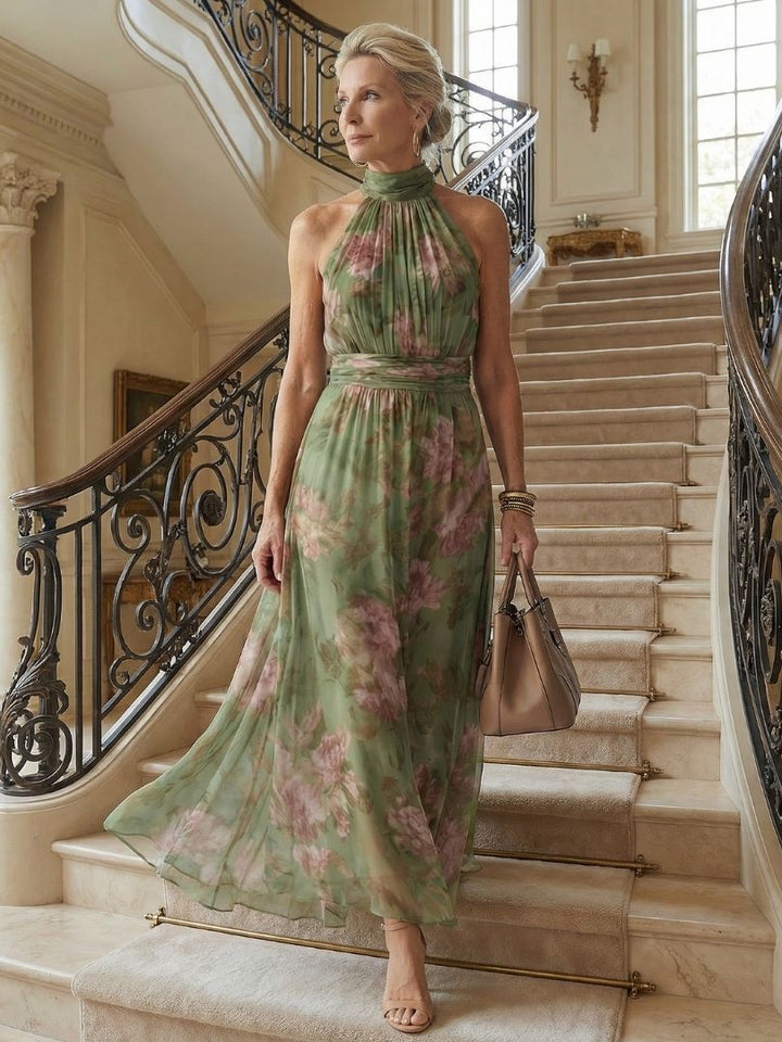 Emma | Enchanting And Elegant Floral Halter Dress