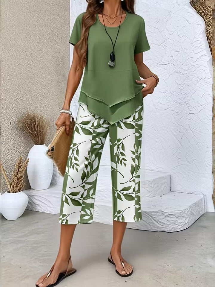 Lily | Leichtes zweiteiliges Set für Damen mit botanischem Muster