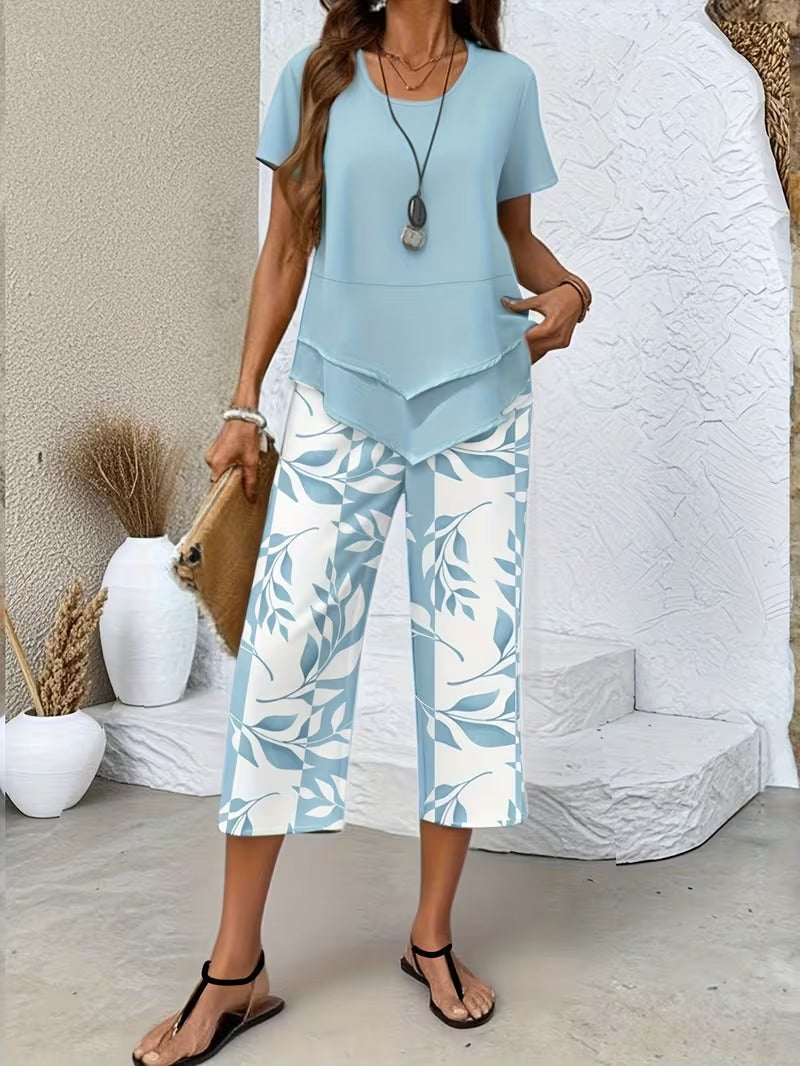 Lily | Leichtes zweiteiliges Set für Damen mit botanischem Muster