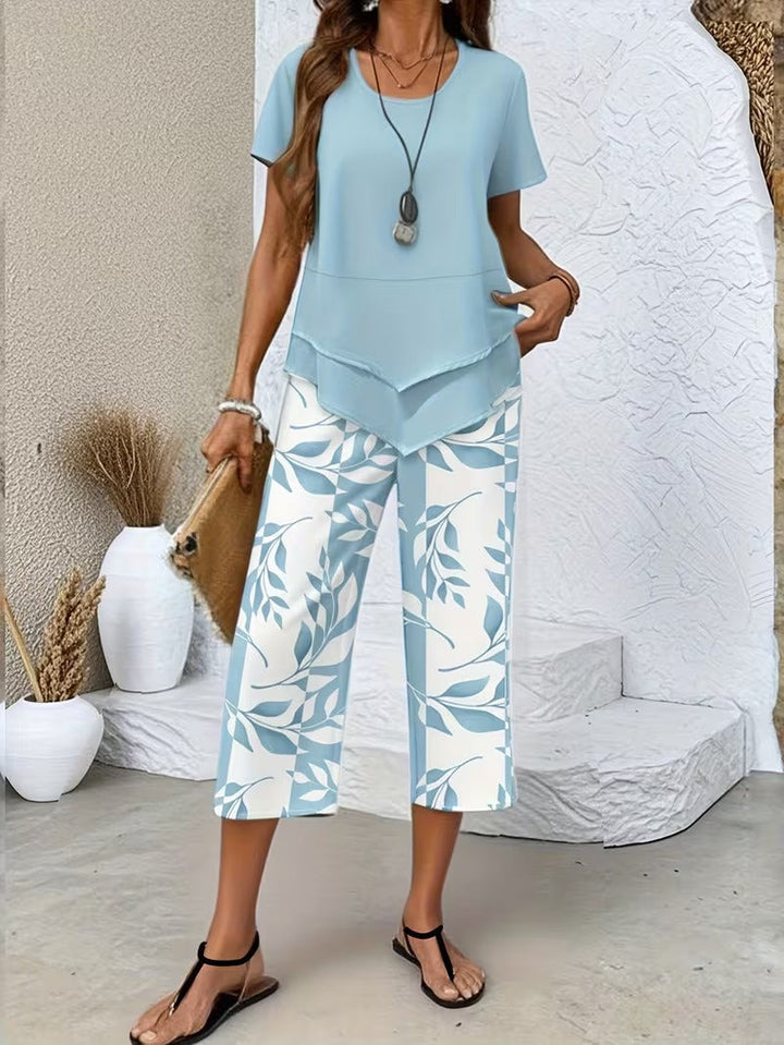 Lily | Leichtes zweiteiliges Set für Damen mit botanischem Muster