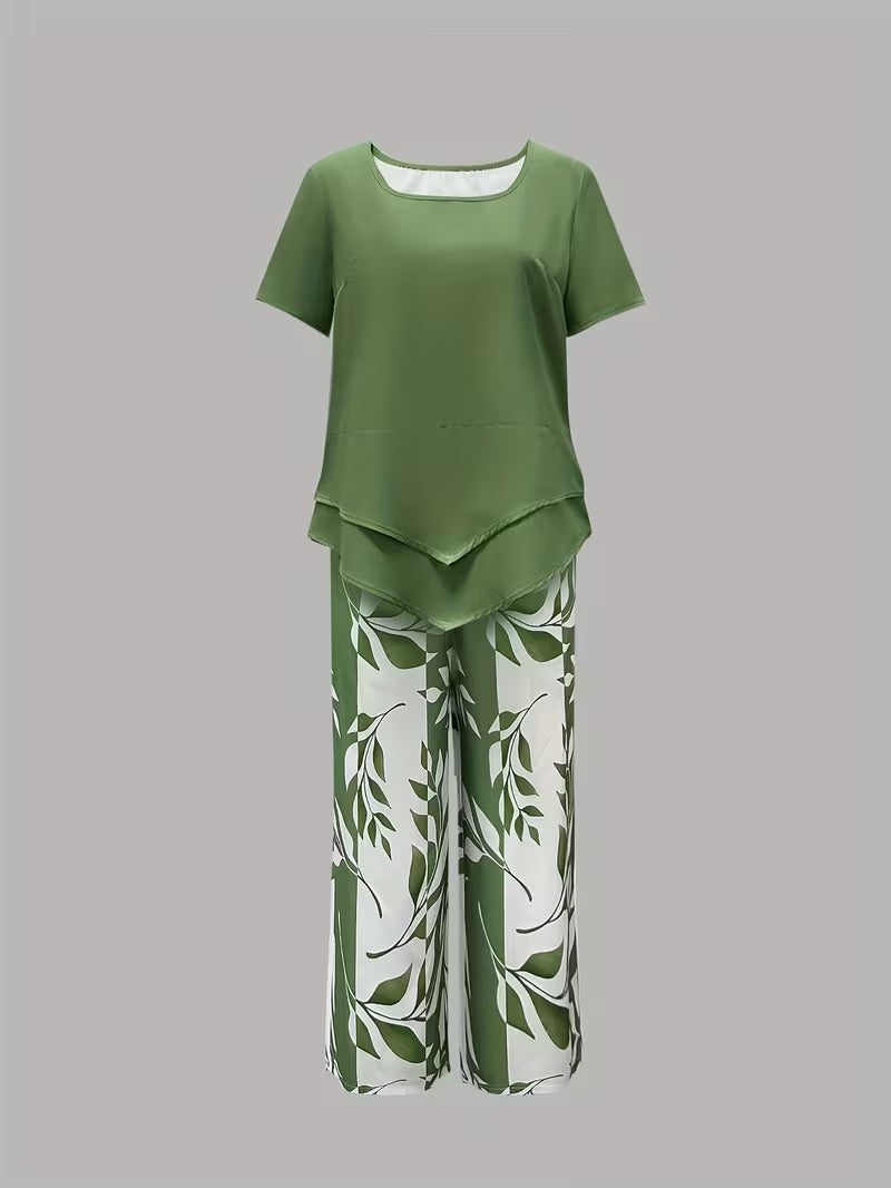 Lily | Leichtes zweiteiliges Set für Damen mit botanischem Muster