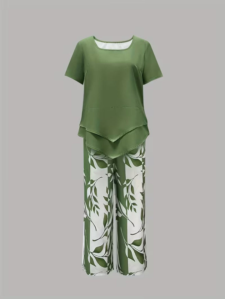 Lily | Leichtes zweiteiliges Set für Damen mit botanischem Muster