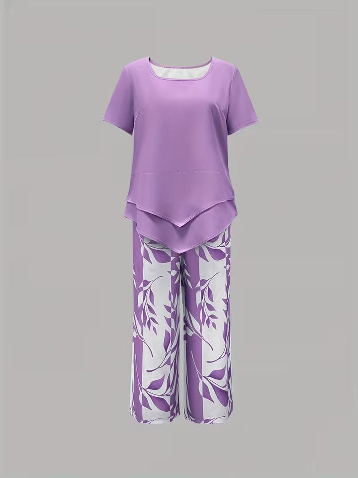 Lily | Leichtes zweiteiliges Set für Damen mit botanischem Muster