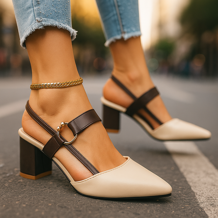 Vespera | Elegante goldene Riemchenabsätze für Tag- und Nacht-Styles