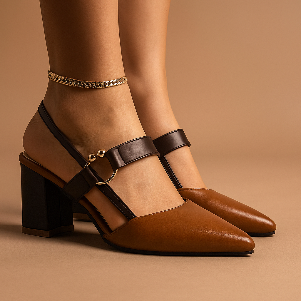 Vespera | Elegante goldene Riemchenabsätze für Tag- und Nacht-Styles
