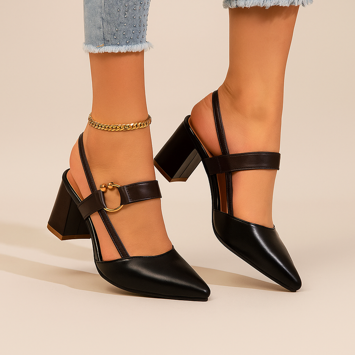 Vespera | Elegante goldene Riemchenabsätze für Tag- und Nacht-Styles