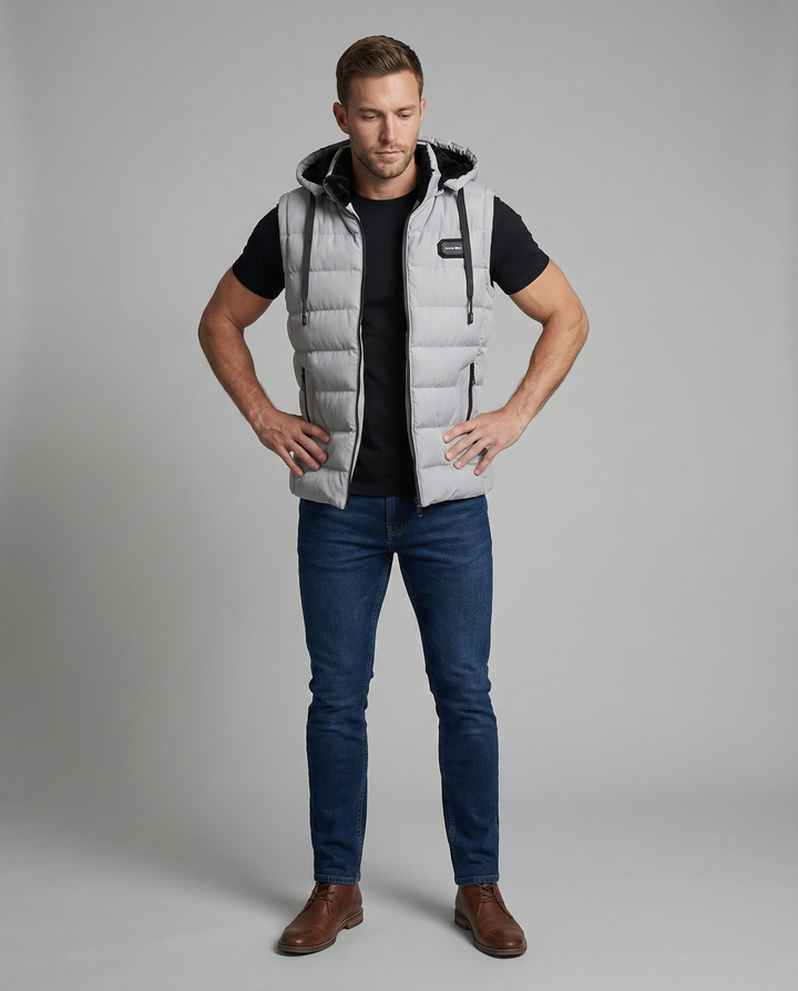 Vesta | Stylische, wattierte Damen-Puffer-Weste mit Kapuze