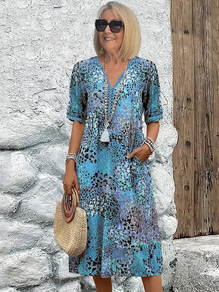 Krissy | Midi-Kleid für Damen mit Blumenmuster und entspannter Passform