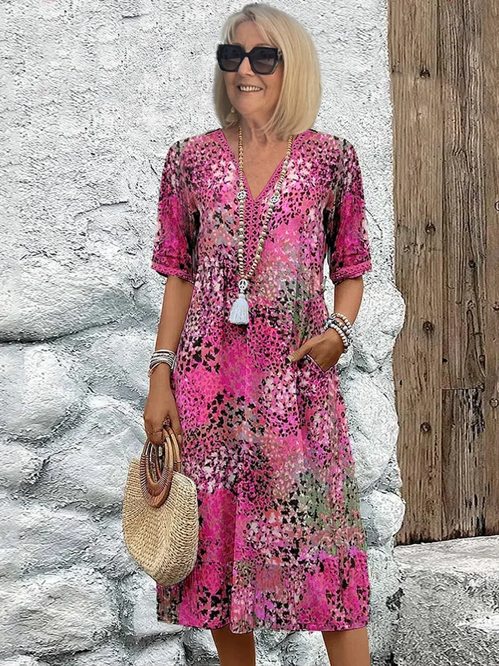 Krissy | Midi-Kleid für Damen mit Blumenmuster und entspannter Passform