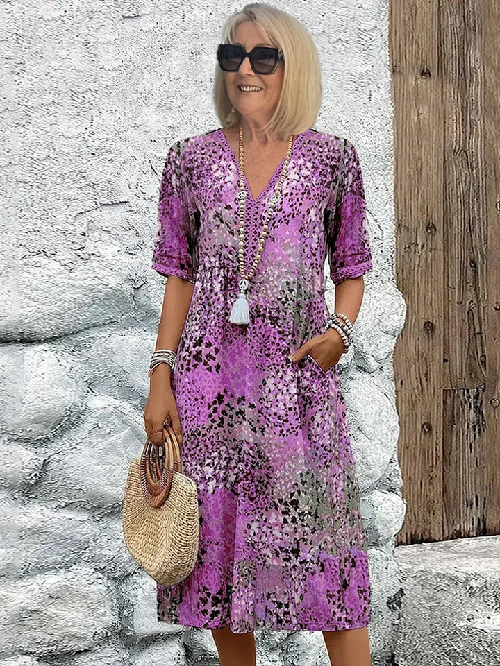 Krissy | Midi-Kleid für Damen mit Blumenmuster und entspannter Passform