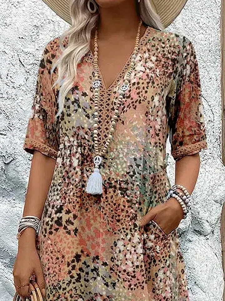 Krissy | Midi-Kleid für Damen mit Blumenmuster und entspannter Passform