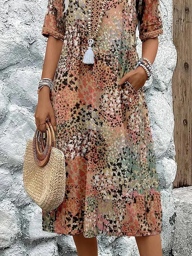 Krissy | Midi-Kleid für Damen mit Blumenmuster und entspannter Passform