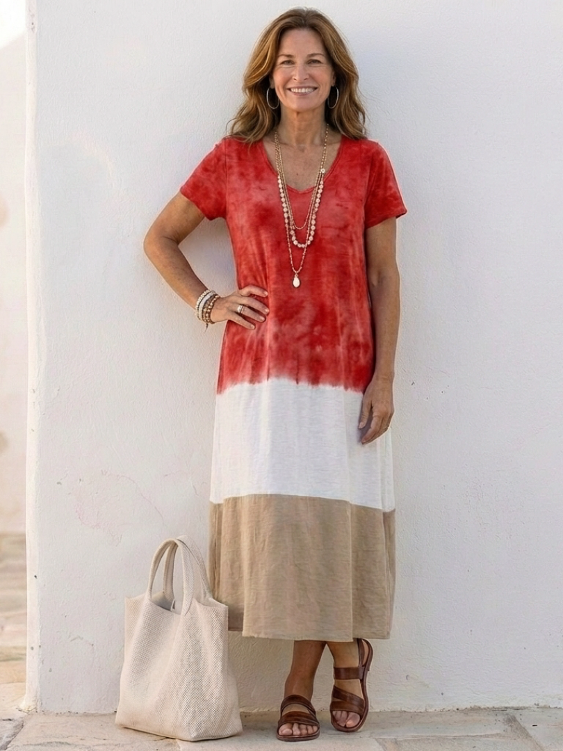 Karin | Modernes und elegantes Color-Block-Midikleid