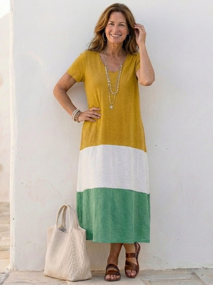 Karin | Modernes und elegantes Color-Block-Midikleid