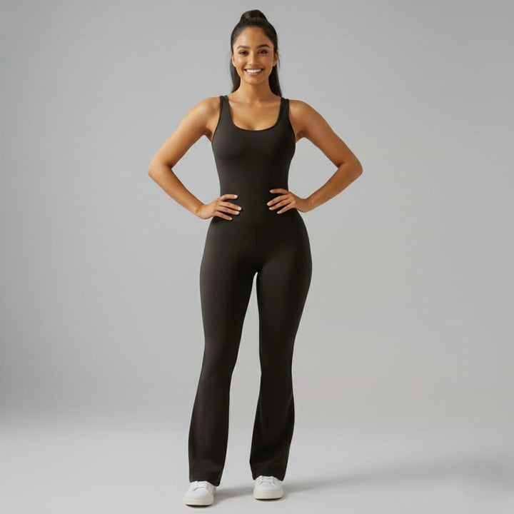 V Back Flare Jumpsuit