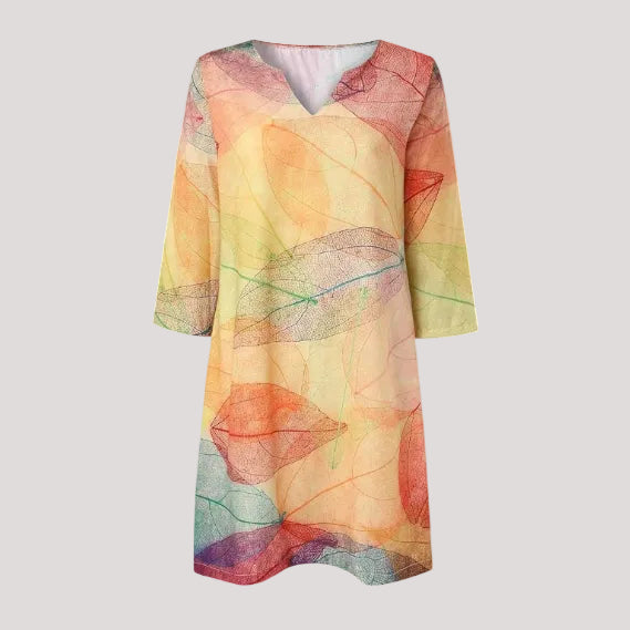 Weide | Botanischer Druck Weites Damenkleid