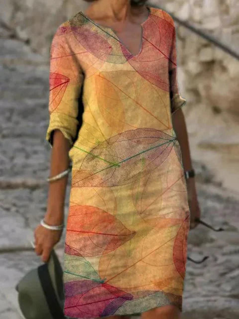 Weide | Botanischer Druck Weites Damenkleid