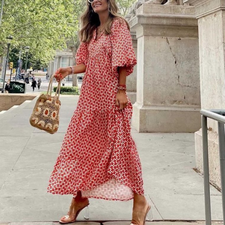 Freya | Bohemian Printed Flowy Maxi Dress
