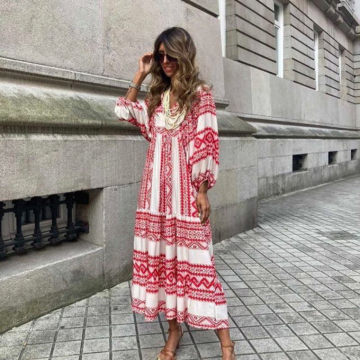 Freya | Bohemian Printed Flowy Maxi Dress