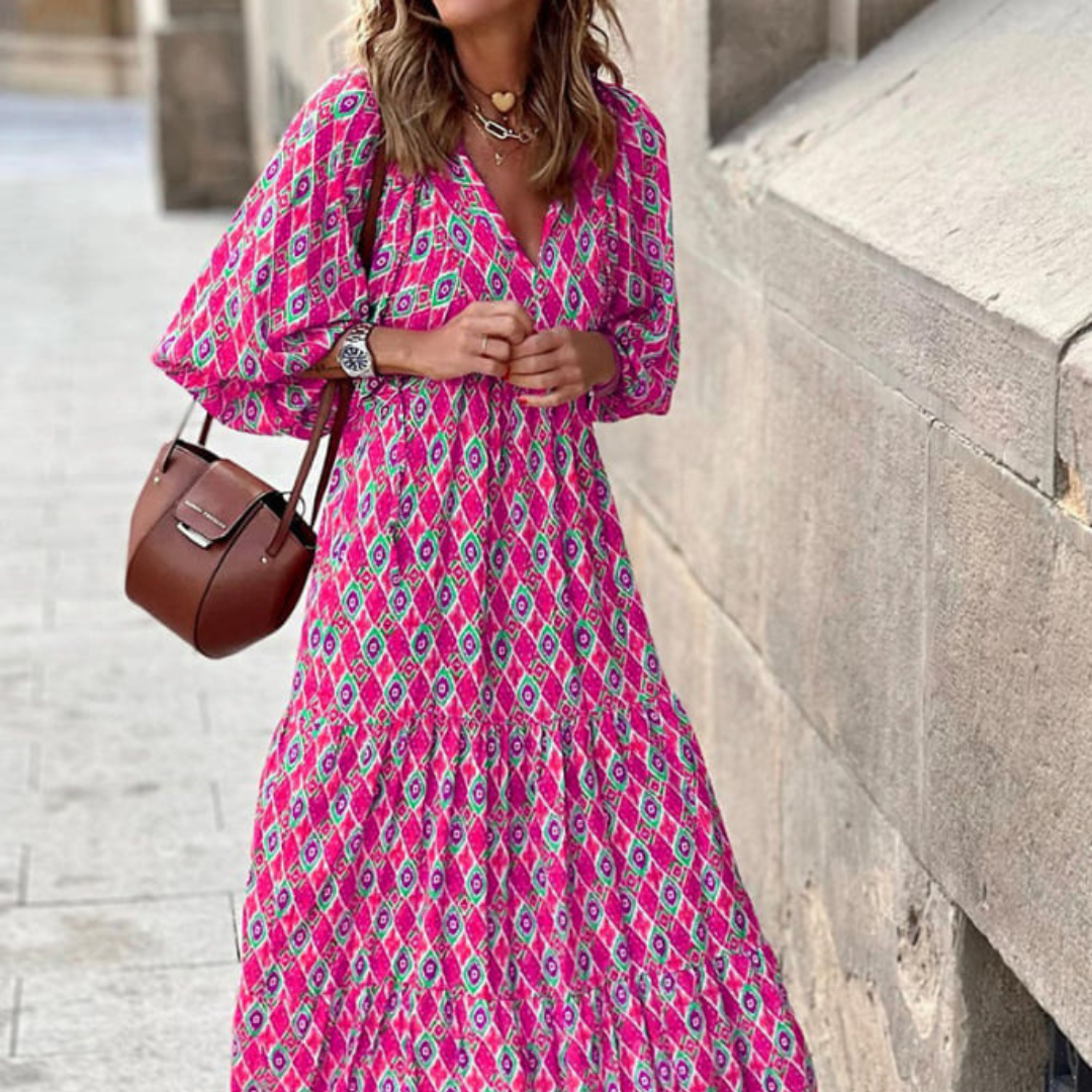 Freya | Bohemian Printed Flowy Maxi Dress