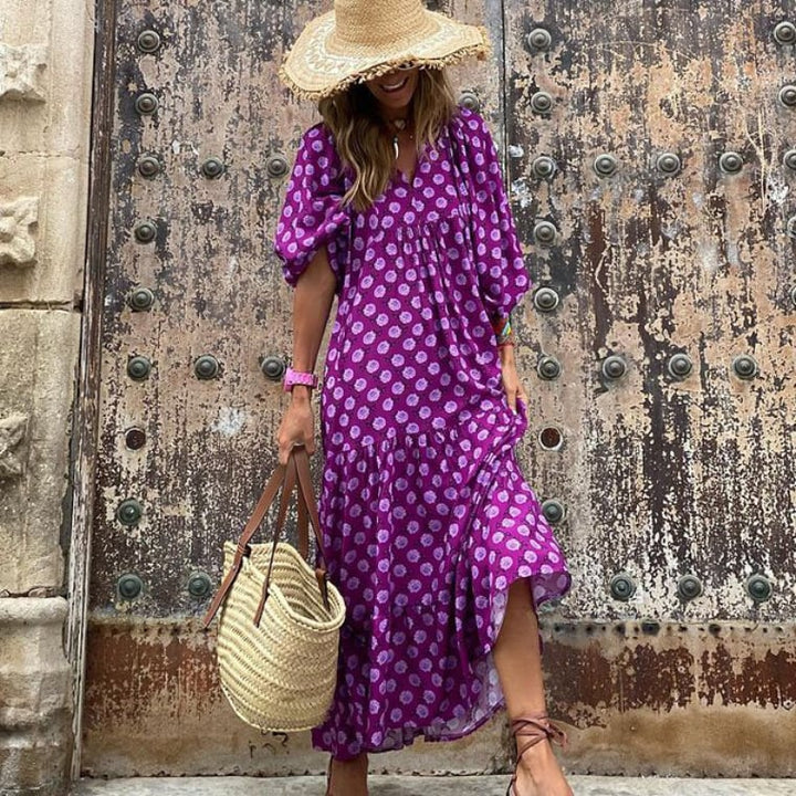 Freya | Bohemian Printed Flowy Maxi Dress