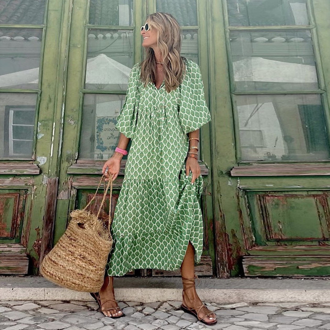 Freya | Bohemian Printed Flowy Maxi Dress