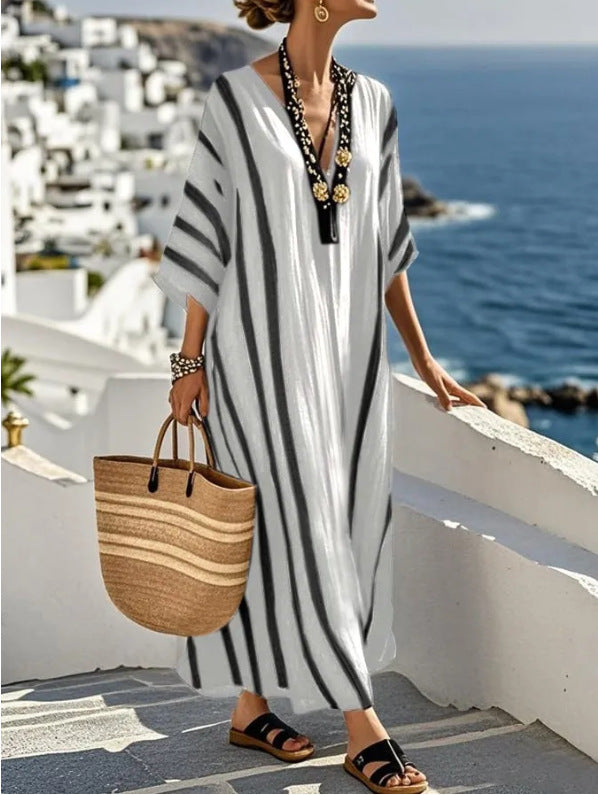 Sienna | Leichtes gestreiftes Kaftan-Maxikleid