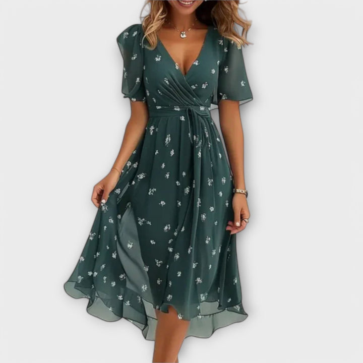 Rebecca | Elegantes florales Hochzeitsgastkleid