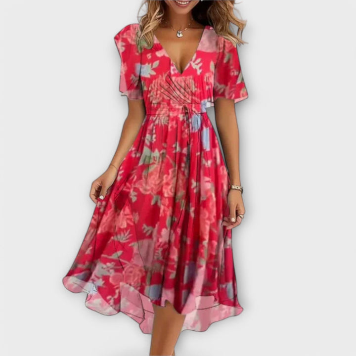Rebecca | Elegantes florales Hochzeitsgastkleid
