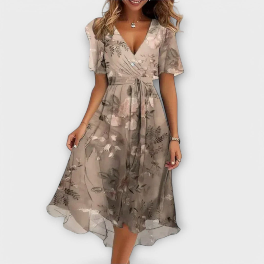 Rebecca | Elegantes florales Hochzeitsgastkleid