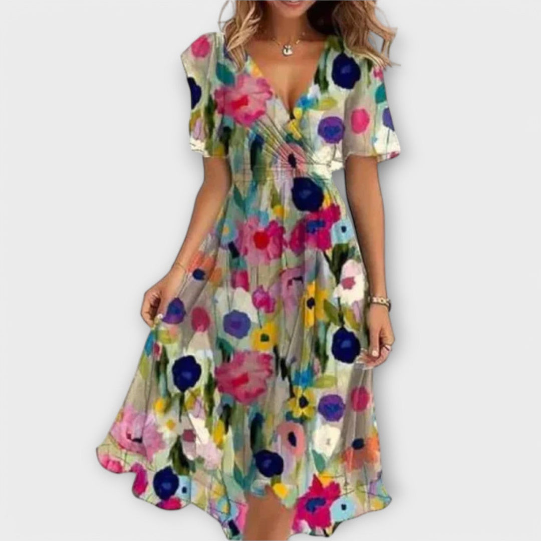 Rebecca | Elegantes florales Hochzeitsgastkleid