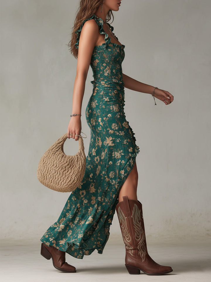 Bonnie | Floral Maxi Dress with Ruffled Sleeves