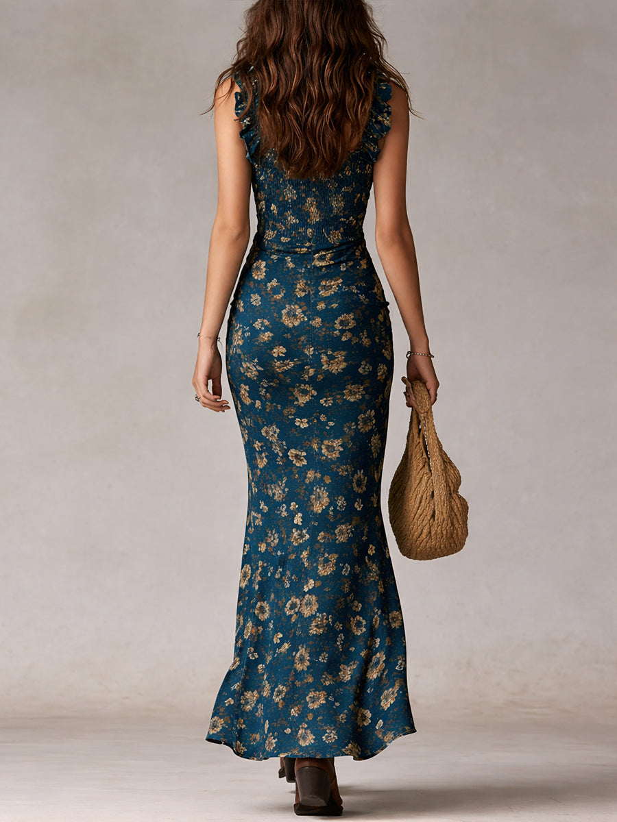 Bonnie | Floral Maxi Dress with Ruffled Sleeves