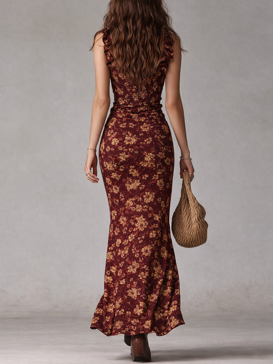 Bonnie | Floral Maxi Dress with Ruffled Sleeves