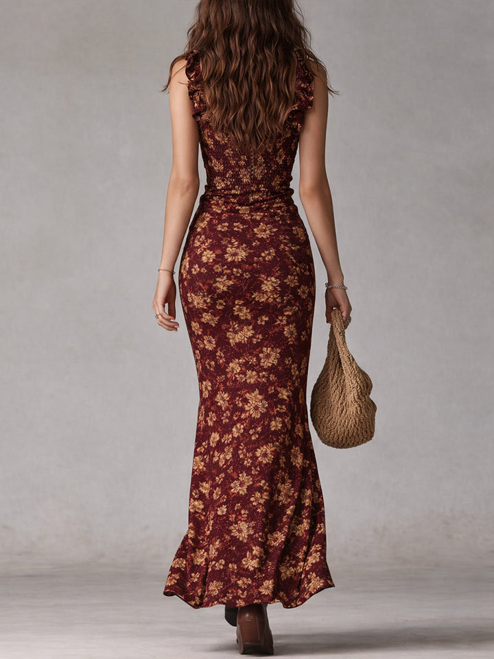 Bonnie | Floral Maxi Dress with Ruffled Sleeves
